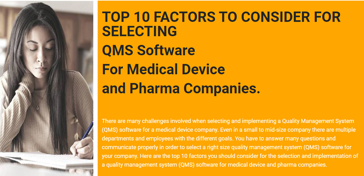 Top 10 Factors for Selecting QMS Software for Medical Device